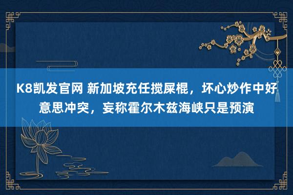 K8凯发官网 新加坡充任搅屎棍，坏心炒作中好意思冲突，妄称霍尔木兹海峡只是预演