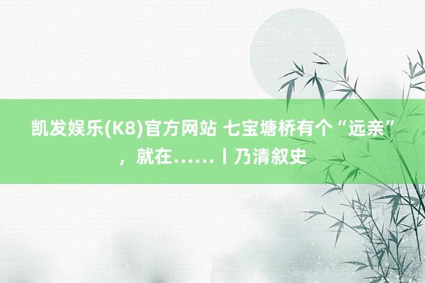 凯发娱乐(K8)官方网站 七宝塘桥有个“远亲”，就在……丨乃清叙史