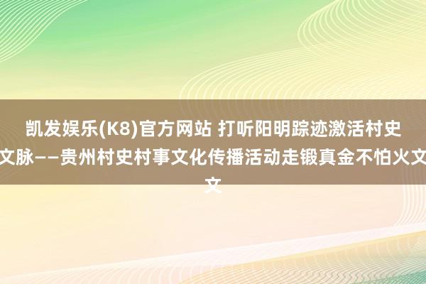 凯发娱乐(K8)官方网站 打听阳明踪迹激活村史文脉——贵州村史村事文化传播活动走锻真金不怕火文