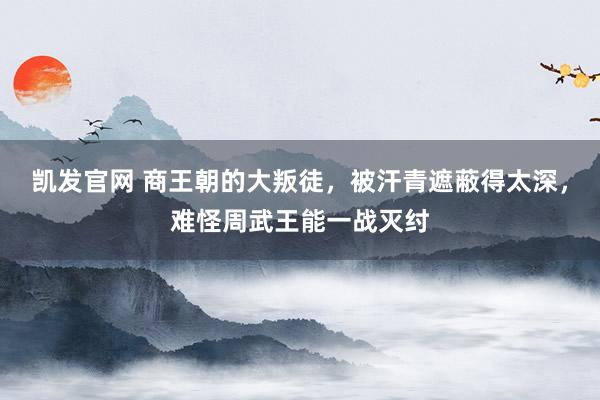 凯发官网 商王朝的大叛徒，被汗青遮蔽得太深，难怪周武王能一战灭纣