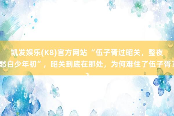 凯发娱乐(K8)官方网站 “伍子胥过昭关，整夜愁白少年初”，昭关到底在那处，为何难住了伍子胥？
