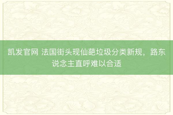 凯发官网 法国街头现仙葩垃圾分类新规，路东说念主直呼难以合适