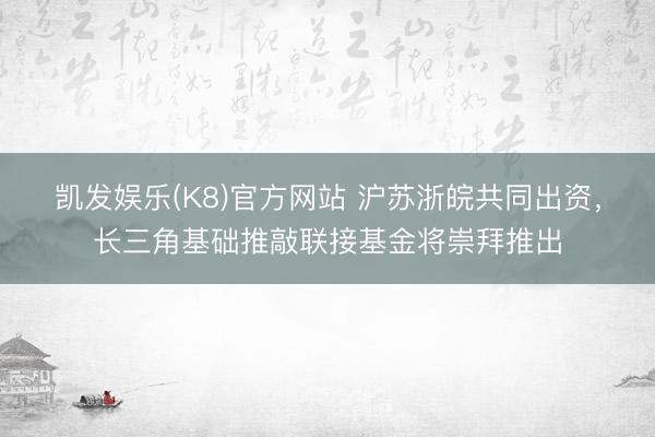 凯发娱乐(K8)官方网站 沪苏浙皖共同出资，长三角基础推敲联接基金将崇拜推出